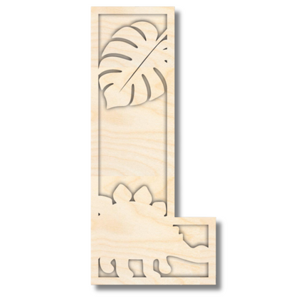 Unfinished Wood Layered Themed Letters | Dinosaur | A-Z | 2 Piece | up to 24"