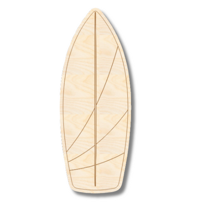 Unfinished Wood Etched Line Surfboard Shape | Paint By Line Crafts | up to 30" DIY