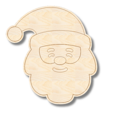 Unfinished Wood Etched Santa Head Shape | Paint By Line Crafts | up to 30" DIY