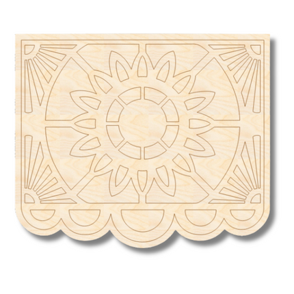 Unfinished Wood Etched Decoration Flag Shape | Paint By Line Crafts | up to 30" DIY