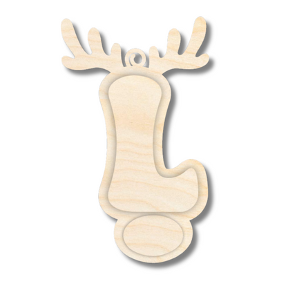 Unfinished Wood Layered Letter and Number Reindeer Ornaments | A-Z | 0-9 | 3 Piece | 6" Tall | 1/8" Wood | Wood Craft DIY
