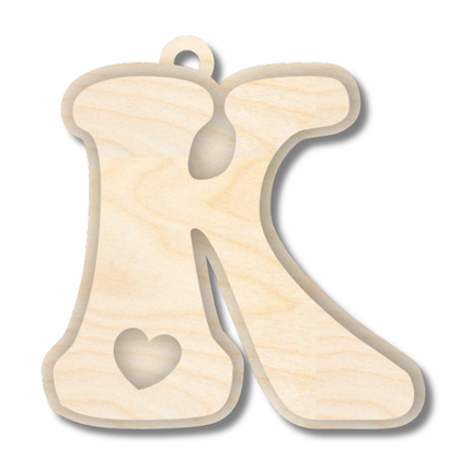 Unfinished Wood Layered Letter Valentines Tags | A-Z | 2 Piece | 6" Tall | 1/8" Wood | Wood Craft DIY