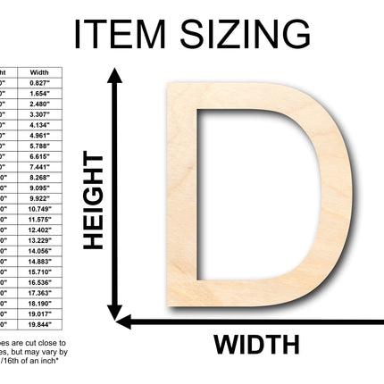 Unfinished Wood Arial Letter D Shape - Craft - up to 46" DIY