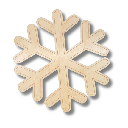 Unfinished Wood Etched Simple Snowflake Shape | Paint By Line Crafts | up to 30" DIY
