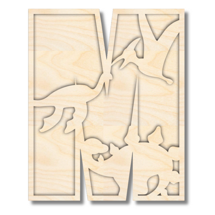 Unfinished Wood Layered Themed Letters | Dinosaur | A-Z | 2 Piece | up to 24"
