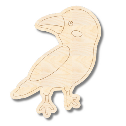 Unfinished Wood Etched Crow Shape | Paint By Line Crafts | up to 30" DIY