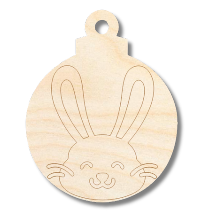 Unfinished Wood Etched Bunny Head Ornament Shape | Paint By Line Crafts | up to 30" DIY