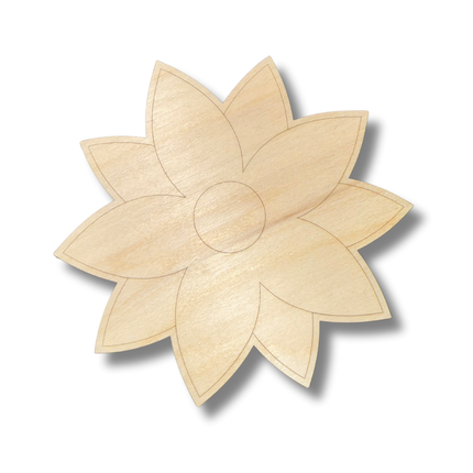 Unfinished Wood Etched Poinsettia Shape | Paint By Line Crafts | up to 30" DIY