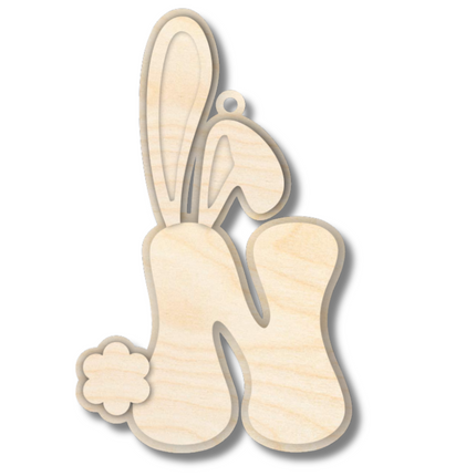 Unfinished Wood Layered Letter Bunny Tags| A-Z | 4 Piece | 6" Tall | 1/8" Wood | Wood Craft DIY