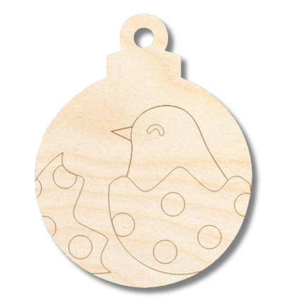 Unfinished Wood Etched Chick in Egg Ornament Shape | Paint By Line Crafts | up to 30" DIY