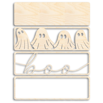 Unfinished Wood Layered Halloween Ghost Boo Sign | 4 Layers | up to 46"