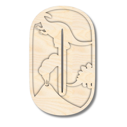 Unfinished Wood Layered Themed Letters | Dinosaur | A-Z | 2 Piece | up to 24"