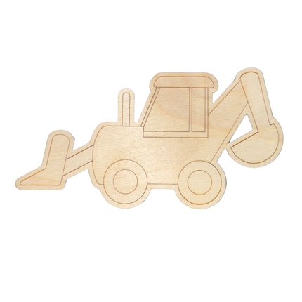 Unfinished Wood Etched Bull Dozer Shape | Paint By Line Crafts | up to 30" DIY