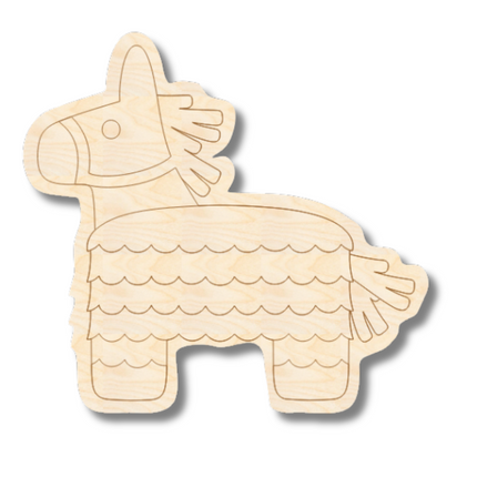 Unfinished Wood Etched Piñata Shape | Paint By Line Crafts | up to 30" DIY