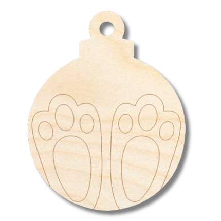 Unfinished Wood Etched Bunny Feet Ornament Shape | Paint By Line Crafts | up to 30" DIY