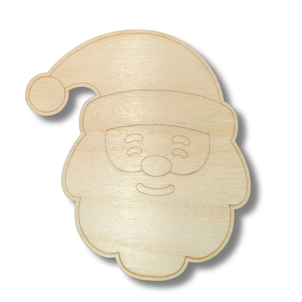 Unfinished Wood Etched Santa Head Shape | Paint By Line Crafts | up to 30" DIY