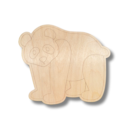 Unfinished Wood Etched Panda Shape | Paint By Line Crafts | up to 30" DIY
