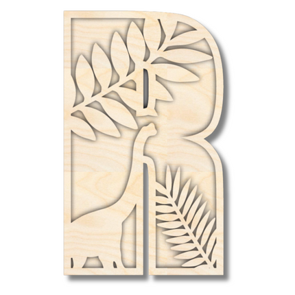 Unfinished Wood Layered Themed Letters | Dinosaur | A-Z | 2 Piece | up to 24"