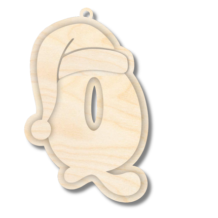 Unfinished Wood Layered Letter Santa Hat Tags | A-Z | 4 Piece | 6" Tall | 1/8" Wood | Wood Craft DIY