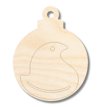 Unfinished Wood Etched Marshmallow Chick Ornament Shape | Paint By Line Crafts | up to 30" DIY
