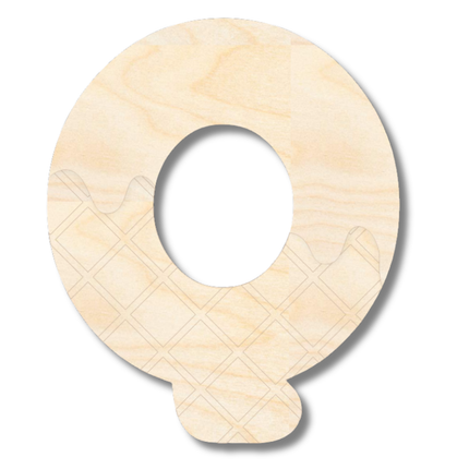 Unfinished Wood Layered Etched Themed Letters | Ice Cream | A-Z | 2 Piece | up to 24"