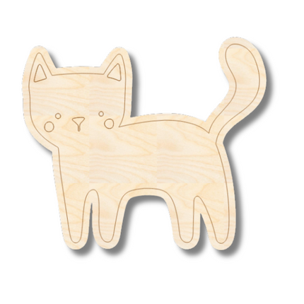 Unfinished Wood Etched Cat Shape | Paint By Line Crafts | up to 30" DIY
