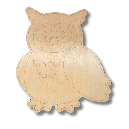 Unfinished Wood Etched Owl Shape | Paint By Line Crafts | up to 30" DIY