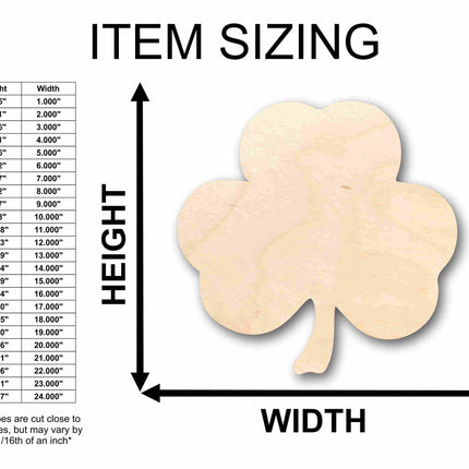 Unfinished Wood 3 Leaf Clover Silhouette - Craft- up to 46" DIY