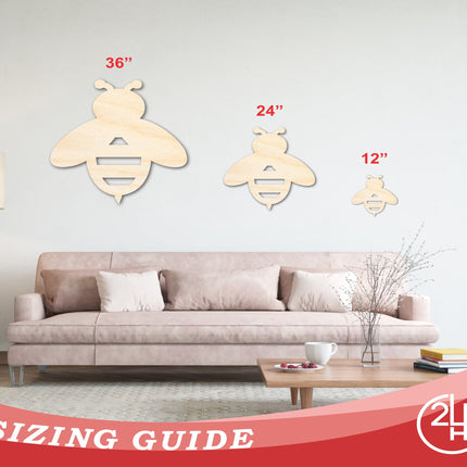 Unfinished Wood Bumble Bee Silhouette - Animal Craft - up to 46" DIY