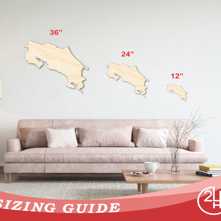 Unfinished Wood Costa Rica Country Shape - Central America Craft - up to 46" DIY