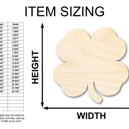 Unfinished Wood Cute Four Leaf Clover Shape - Craft - up to 46" DIY