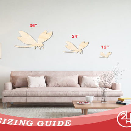 Unfinished Wood Dragonfly Silhouette - up to 46" DIY