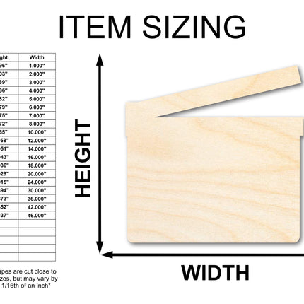 Unfinished Wood Directors Clapboard Silhouette - Film Craft - up to 46" DIY