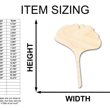Unfinished Wood Gingko Leaf Shape | Craft Cutout | up to 46" DIY
