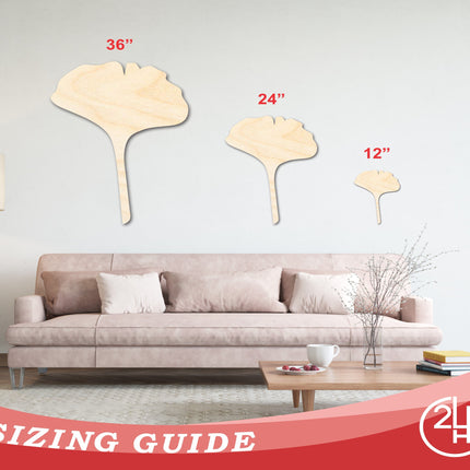 Unfinished Wood Gingko Leaf Shape | Craft Cutout | up to 46" DIY