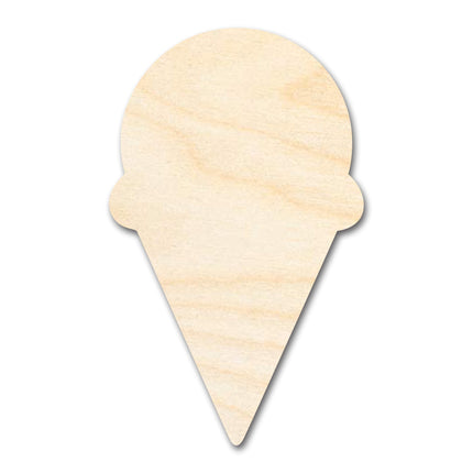 Unfinished Wood Ice Cream Cone Silhouette | Single Scoop | Craft Cutout | up to 46" DIY