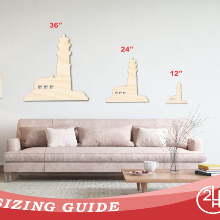 Unfinished Wood Lighthouse Silhouette - Craft - up to 46" DIY