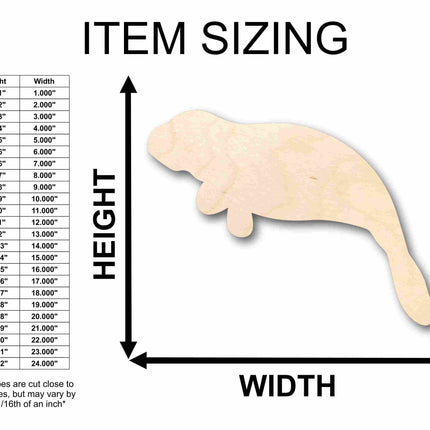 Unfinished Wood Manatee Calf Sea Cow Silhouette - Craft- up to 46" DIY
