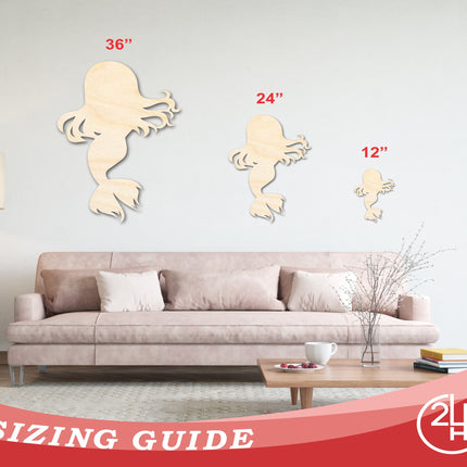 Unfinished Wood Cute Mermaid Silhouette - Craft - up to 46" DIY