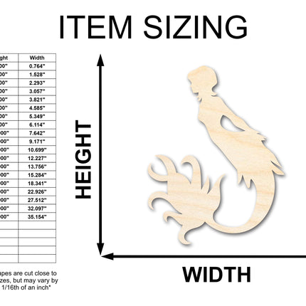 Unfinished Wood Cute Mermaid Siren Silhouette - Craft - up to 46" DIY