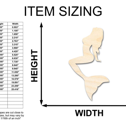 Unfinished Wood Mermaid Siren Silhouette - Craft - up to 46" DIY