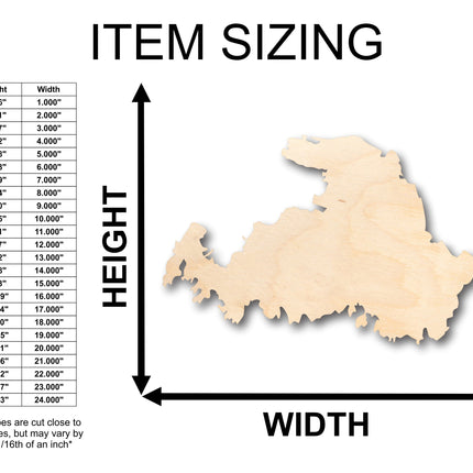 Unfinished Wood Michigan Drummond Island Shape - Craft - up to 46" DIY