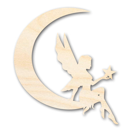 Unfinished Wood Moon Fairy Silhouette - Craft - up to 46" DIY