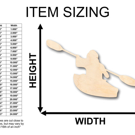 Unfinished Wood Person Kayaking Shape - Craft - up to 46" DIY