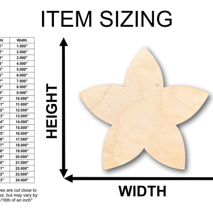 Unfinished Wood Plumeria Flower Petals Shape - Craft - up to 46" DIY