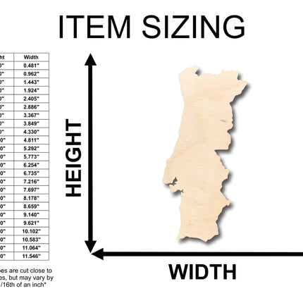 Unfinished Wood Portugal Country Shape - Craft - up to 46" DIY