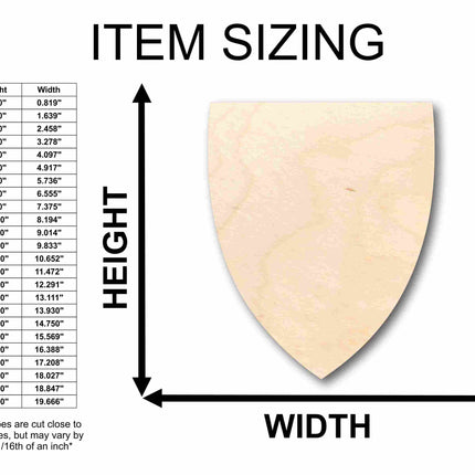 Unfinished Wood Shield Flat Top Silhouette - Craft- up to 46" DIY