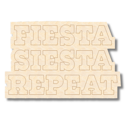 Unfinished Wood Etched Fiesta Siesta Repeat Shape | Paint By Line Crafts | up to 30" DIY