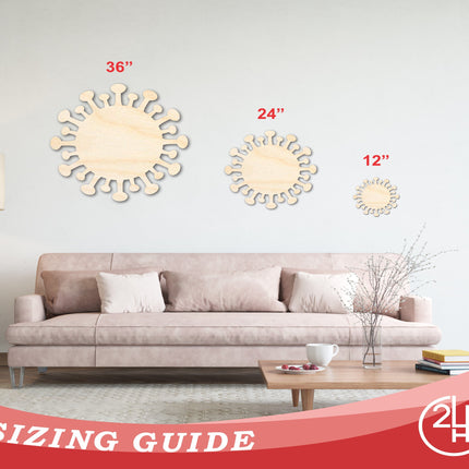 Unfinished Wood Virus Shape | Germ Craft Cutout | up to 46" DIY