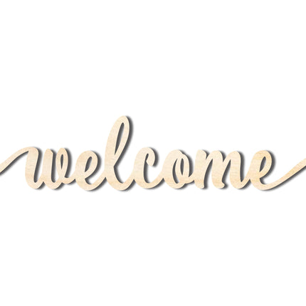 Unfinished Wood Welcome Script Shape - Word Craft - up to 46"